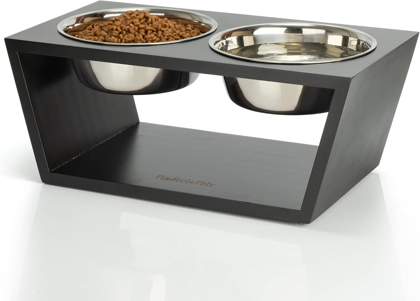 Pawfect Pets Elevated Dog Bowl Stand- 7" Raised Dog Bowl for Medium Dogs. Pet Feeder with  Four Stainless Steel Bowls.