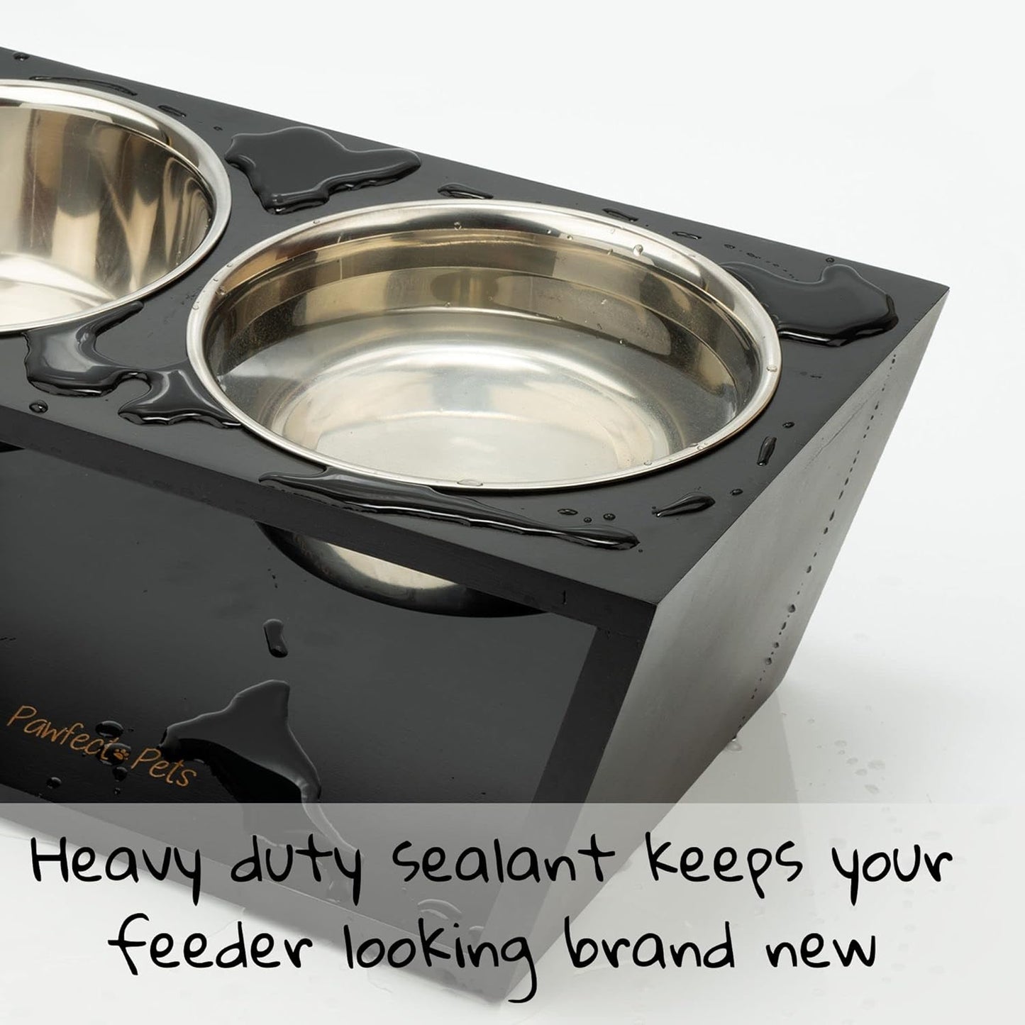 Pawfect Pets Elevated Dog Bowl Stand- 7" Raised Dog Bowl for Medium Dogs. Pet Feeder with  Four Stainless Steel Bowls.