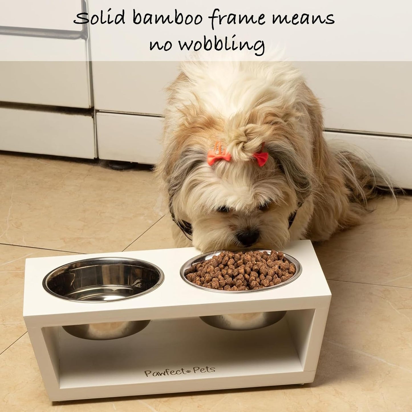 4” Raised Dog Bowls for Small Dogs and Cats. Elevated Dog Bowl Stand by Pawfect Pets. Pet Feeder Comes with Four Stainless Steel Dog Bowls
